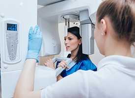 Woman receiving 3D cone beam scan