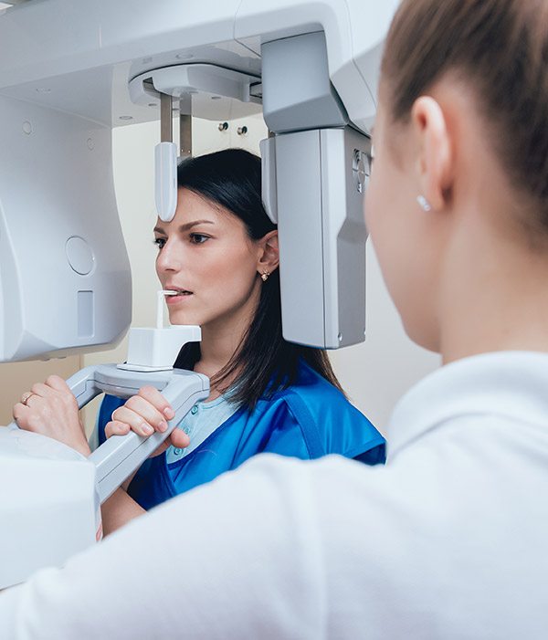 Woman receiving 3D cone beam scan